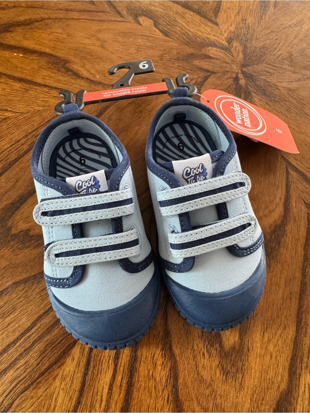 wonder nation Navy and Light Gray Kids Velcro Sneakers